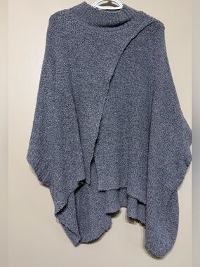 One Grey Day Soft Textured Alpaca Merino Wool Blend Poncho